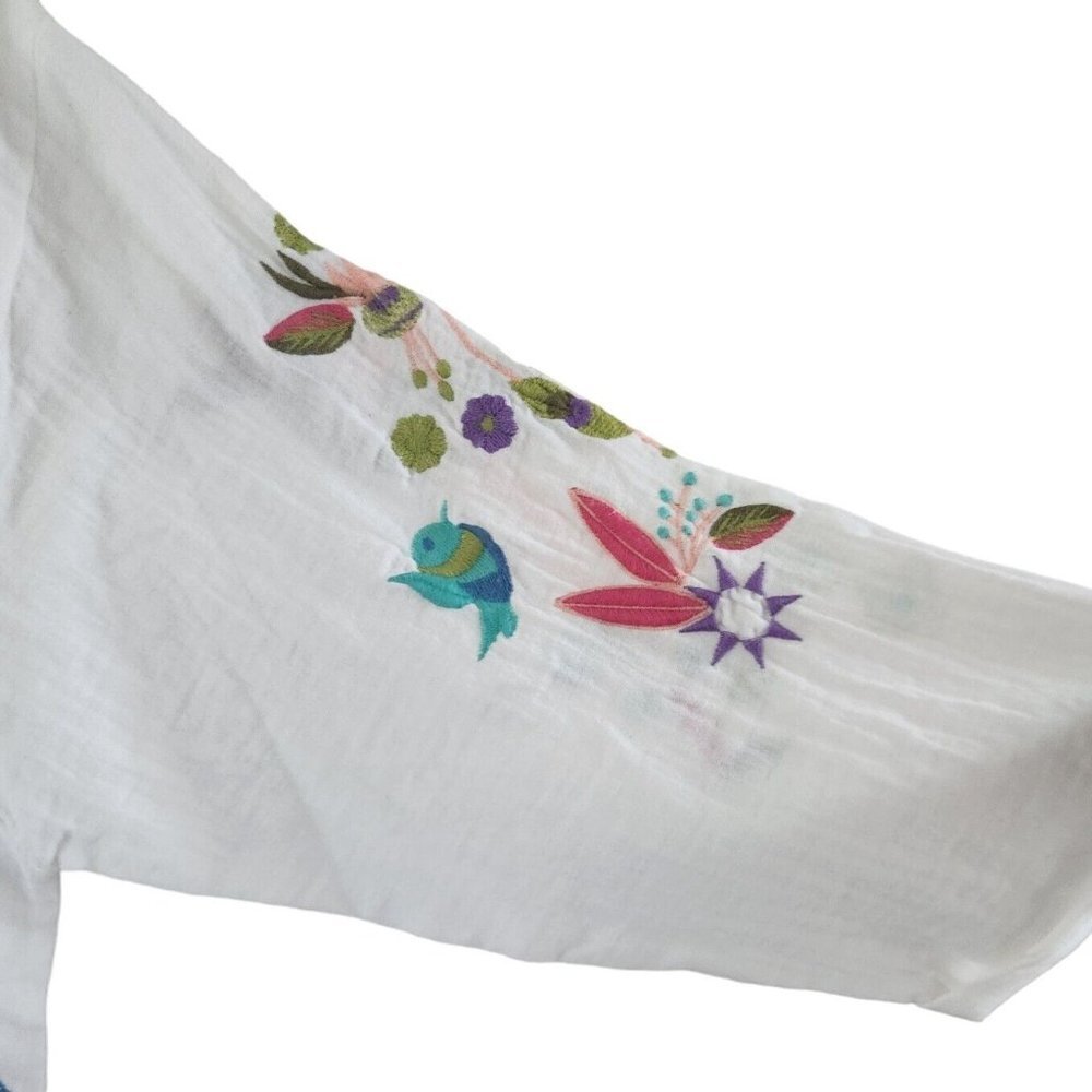 AP.NY New York Embroidered Floral Birds Embroidery Button Front Blouse Top XL - Picture 5 of 11